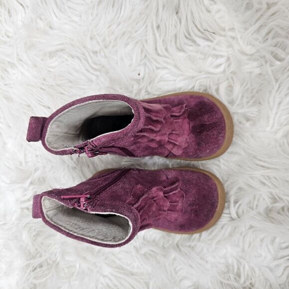 LIVIE & LUCA Boots Pepper Mulberry Mauve Pink Baby Girl Size 5 Ruffle - Picture 3 of 7